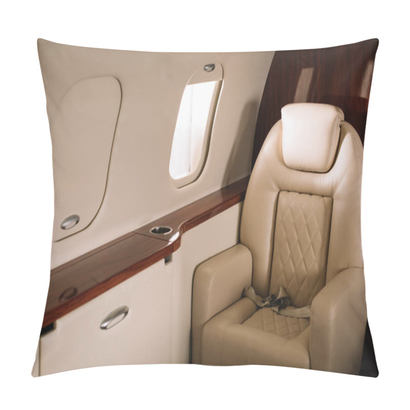 Personality  Sunlight On Leather Seat Near Airplane Window In Private Jet  Pillow Covers