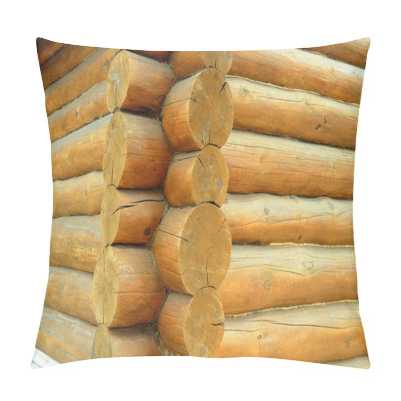 Personality  Wall Of A Rural Log House Pillow Covers