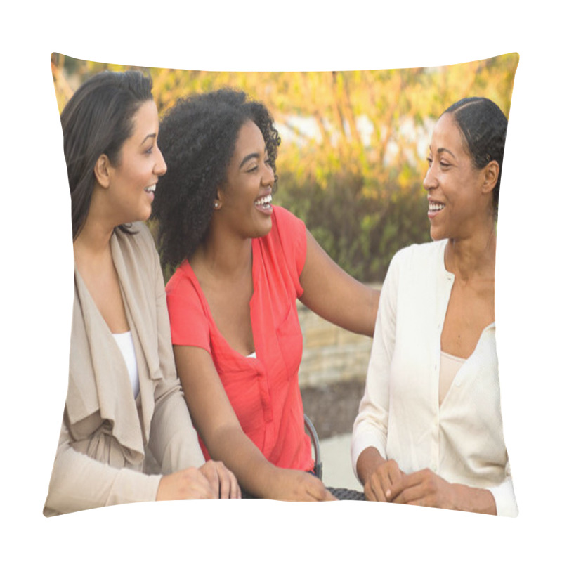 Personality  Diverse Group Of Friends Talking And Laughing. Pillow Covers