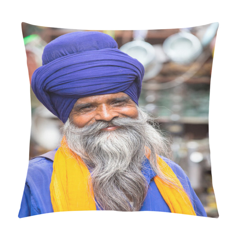 Personality  Sikh Man Visiting The Golden Temple In Amritsar, Punjab, India. Pillow Covers