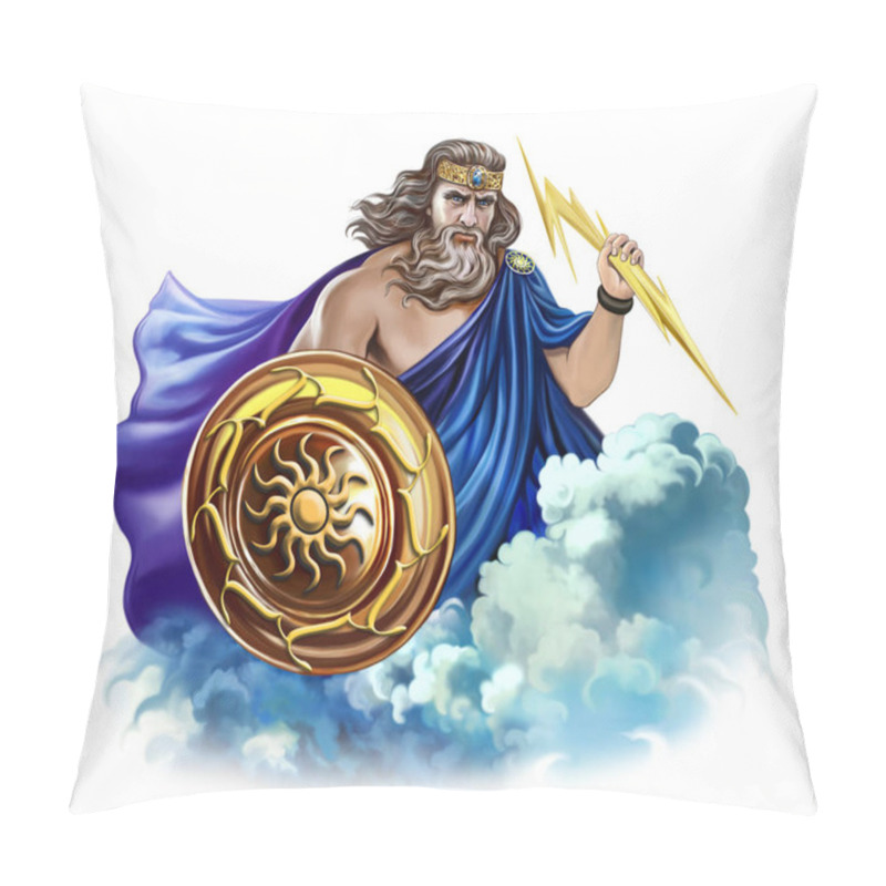 Personality  Zeus - God Of The Sky, Thunder And Lightning, Ancient Greek Mythology, Supreme Ruler On Olympus, Roman Jupiter, Isolated Character On A White Background Pillow Covers