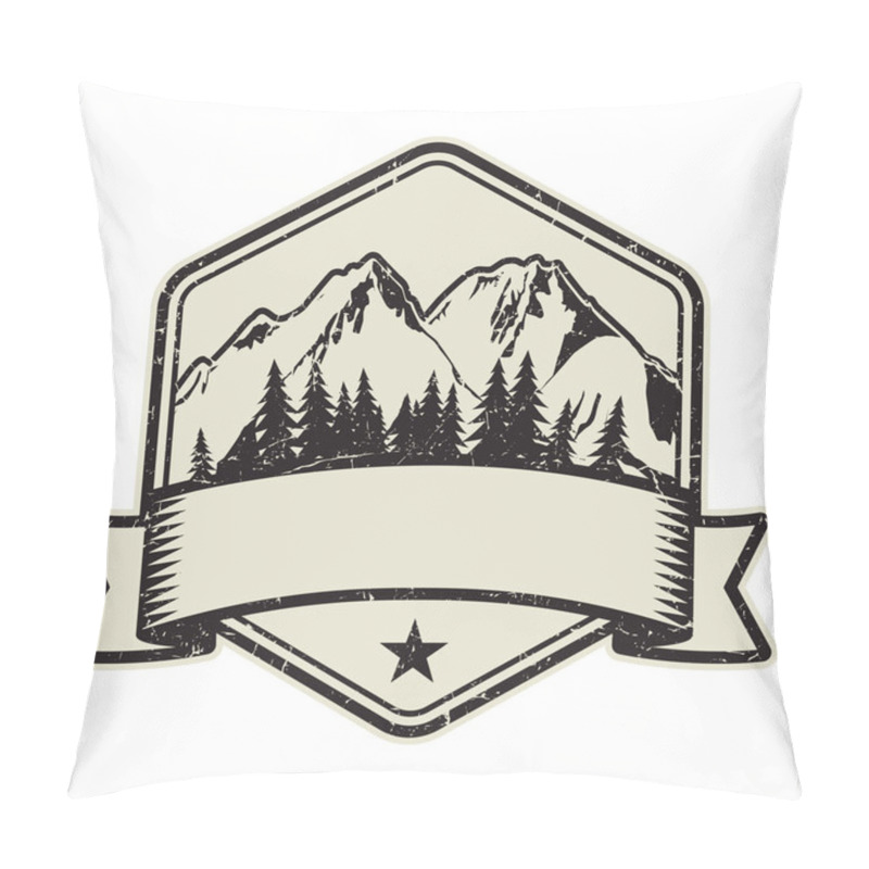 Personality  Mountain Logo, Stamp Or Symbol Design Template, Vector Illustration Pillow Covers