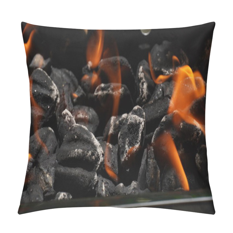 Personality  Empty Barbecue Flaming Grill Close Up With Bright Flames Pillow Covers