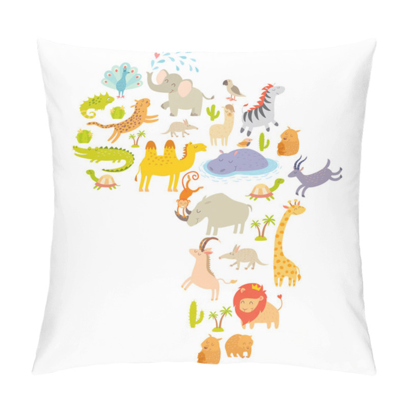 Personality  African Mammal Map Silhouettes Pillow Covers