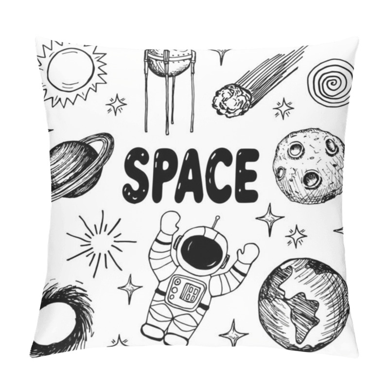 Personality  Doodle Elements On The Theme Of Space Pillow Covers