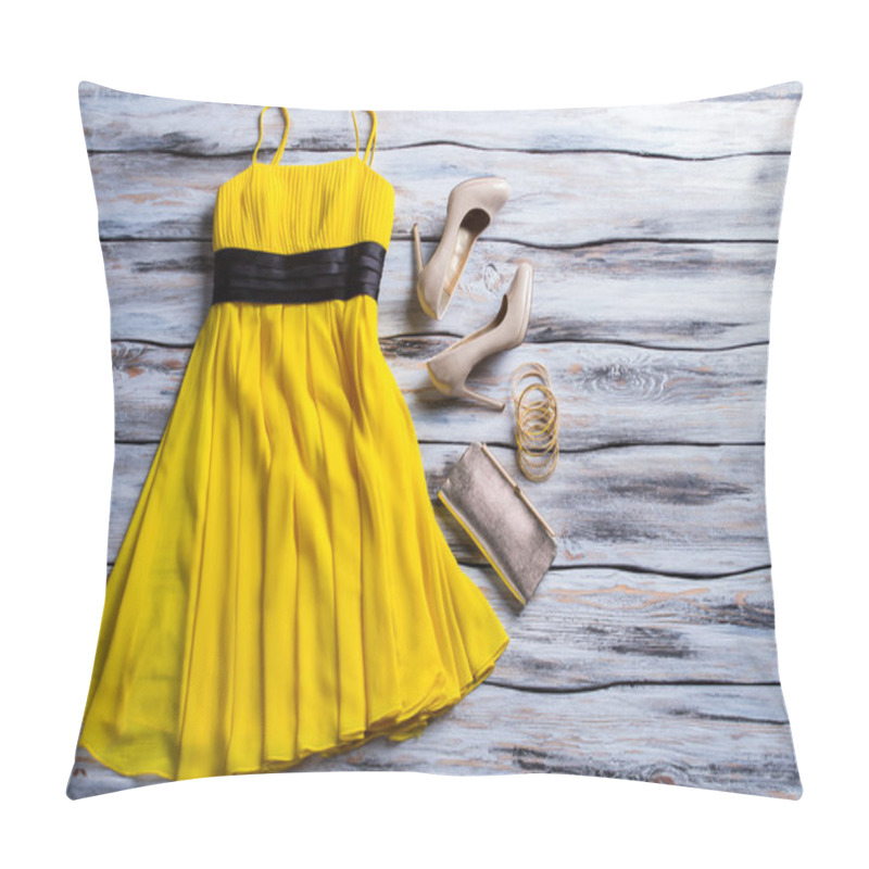 Personality  Yellow Dress, Purse And Shoes. Pillow Covers