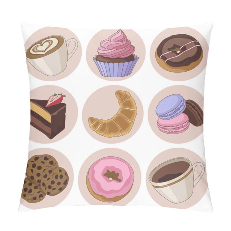 Personality  Cookies And Coffee Isolated Set Pillow Covers