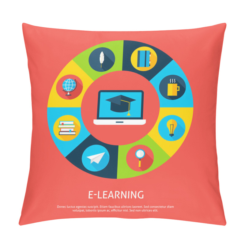 Personality  Electronic Learning Flat Infographic Concept Pillow Covers