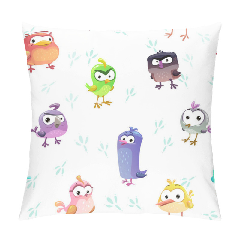 Personality  Seamless Pattern With Funny Cartoon Comic Birds Pillow Covers