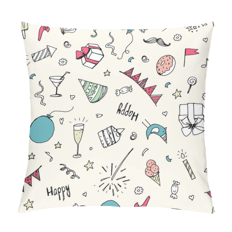 Personality  Seamless Pattern, Birthday Doodle Sketch Pillow Covers