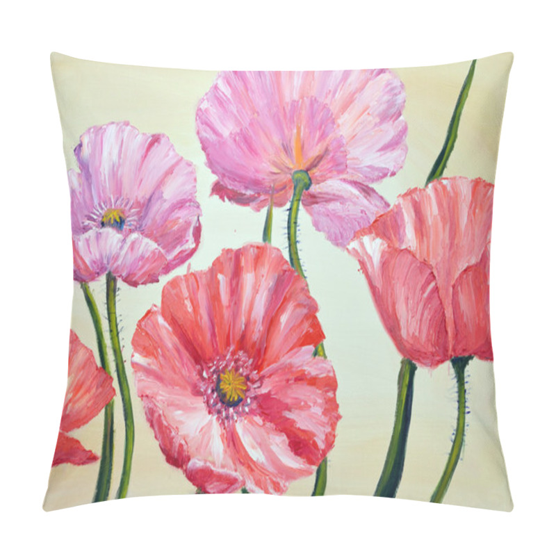 Personality  Poppies, Oil Painting On Canvas Pillow Covers