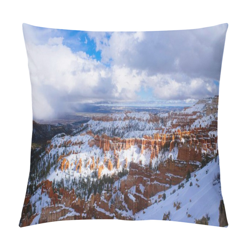 Personality  Stunning Winter Landscape Of Bryce Canyon Filled With Snow And Dramatic Clouds. Pillow Covers