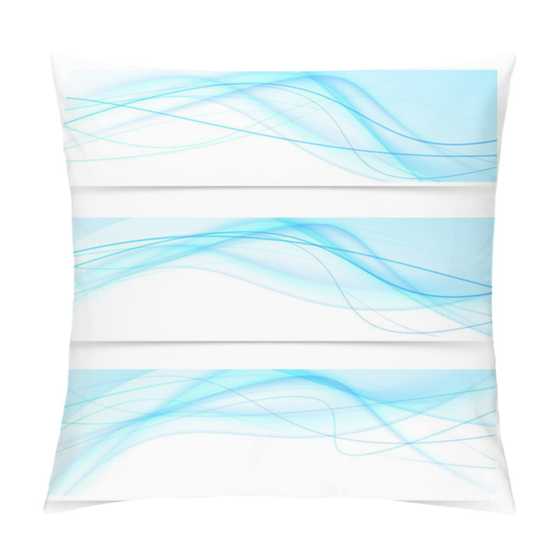 Personality  Modern Blue Wave Line Banners Pillow Covers