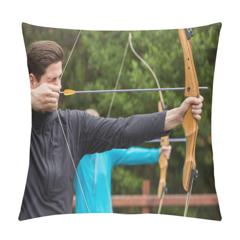 Personality  Handsome Man Practicing Archery Pillow Covers