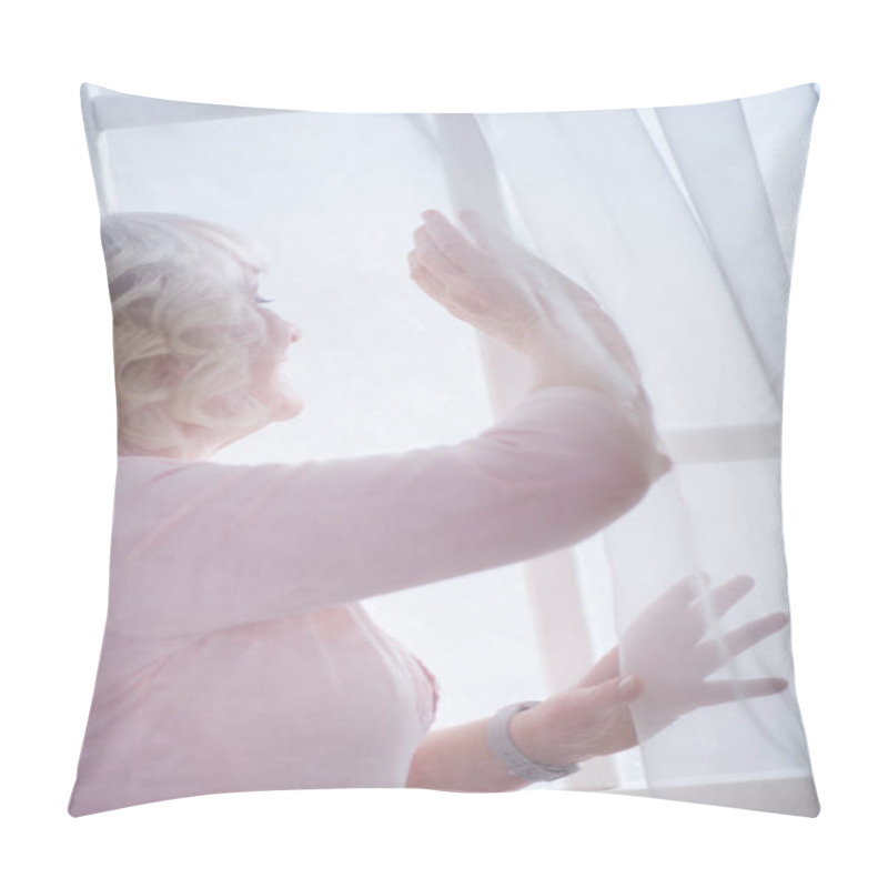 Personality  Senior Woman At Window Pillow Covers