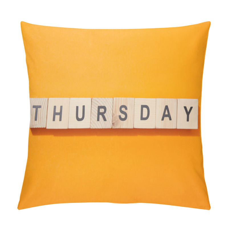 Personality  Top View Of Wooden Cubes With Letters On Orange Surface Pillow Covers