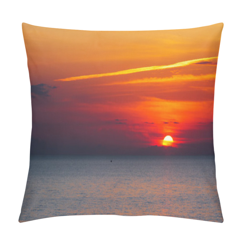 Personality  Boat Silhouette Alone In The Sea Under A Scenic Sky Pillow Covers