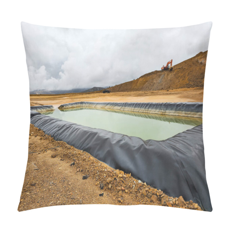 Personality  Construction Of Geomembrane Pool In Open Pit Mine. Pillow Covers