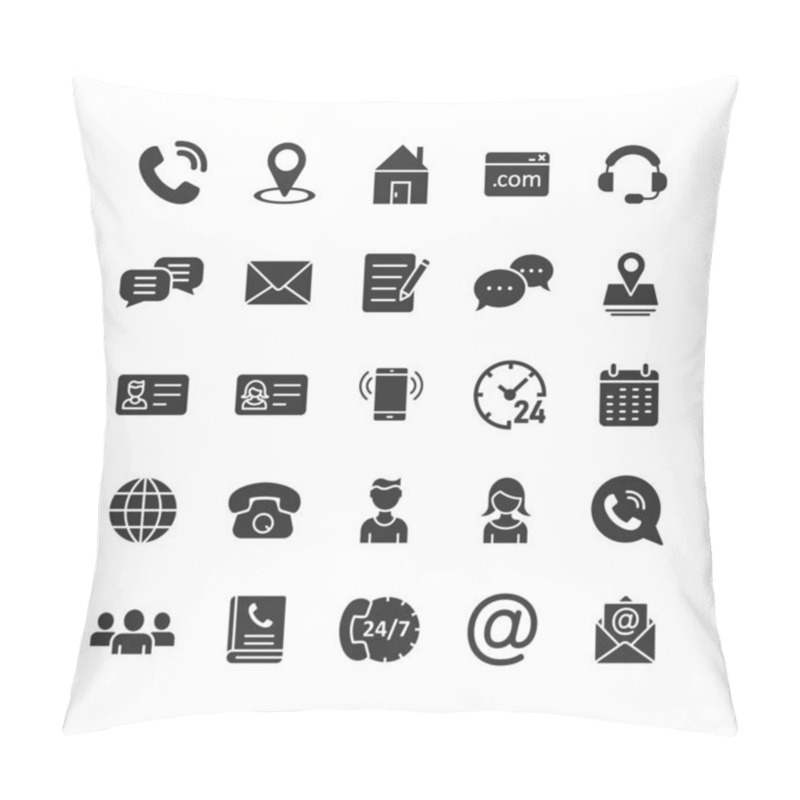 Personality  Contact Icon Set In Flat Style. Phone Communication Vector Illus Pillow Covers