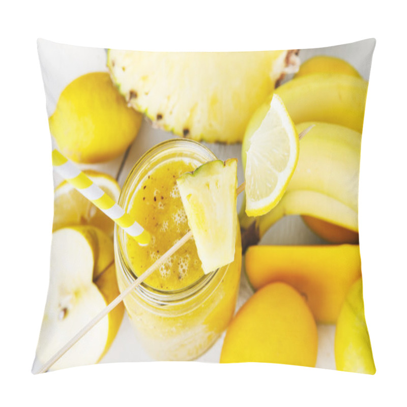 Personality  Fresh Organic Yellow Smoothie With Banana, Apple, Mango, Pear, P Pillow Covers