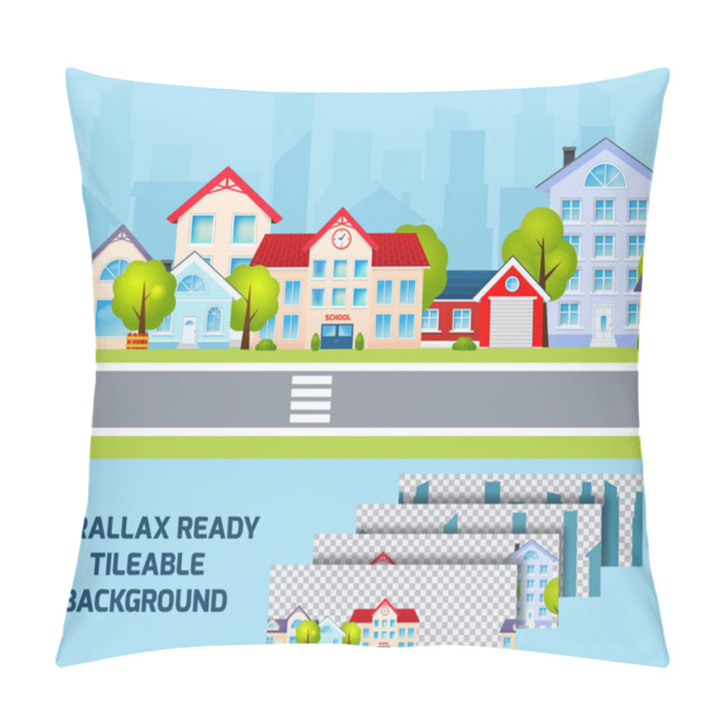 Personality  Daylight Cityscape Parallax Effect Background Tileable Pillow Covers