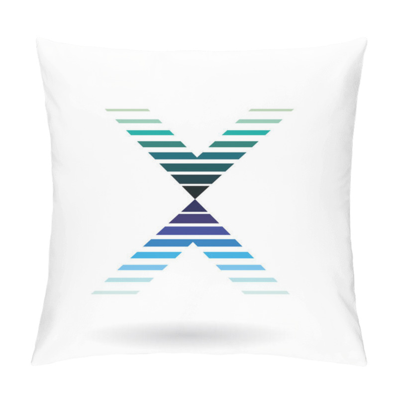 Personality  Vector Illustration Of A Green And Blue Striped Icon For Letter X Isolated On A White Background Pillow Covers