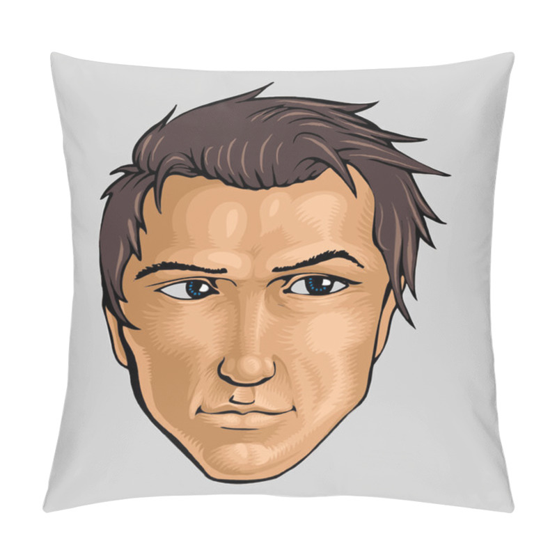 Personality  Face Of Young Man. Vector Illustration. Pillow Covers