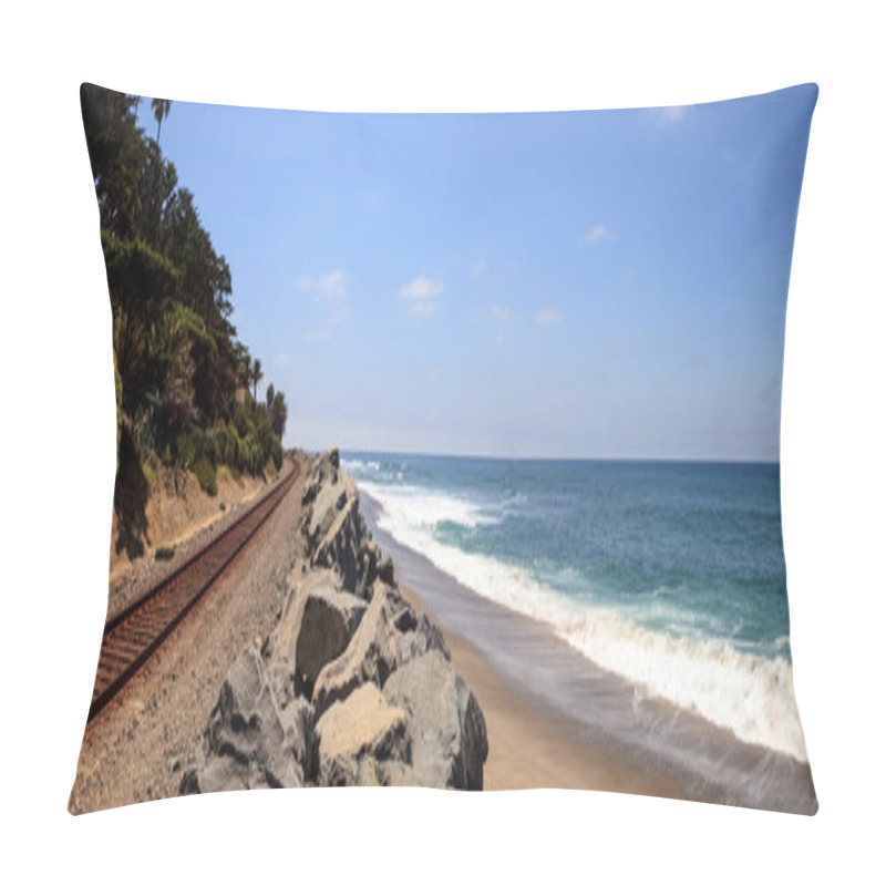 Personality  Train Tracks Run Through San Clemente State Beach Pillow Covers