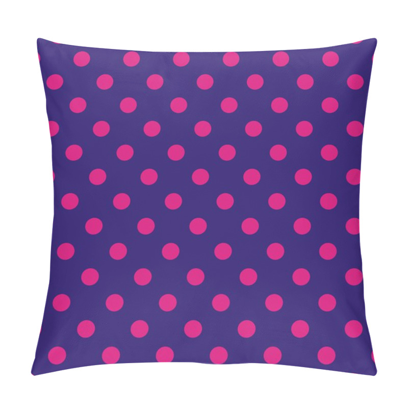 Personality  Seamless Vector Pattern, Tile Background Or Texture With Dark Pink Polka Dots On A Sailor Navy Blue Background. Pillow Covers