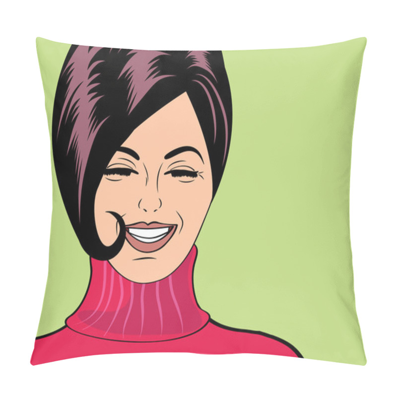 Personality  Pop Art Cute Retro Woman In Comics Style Laughing Pillow Covers