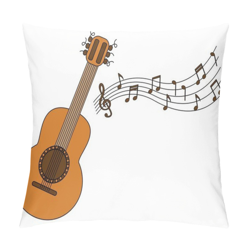 Personality  Cartoon Acoustic Guitar And Sheet Music Pillow Covers