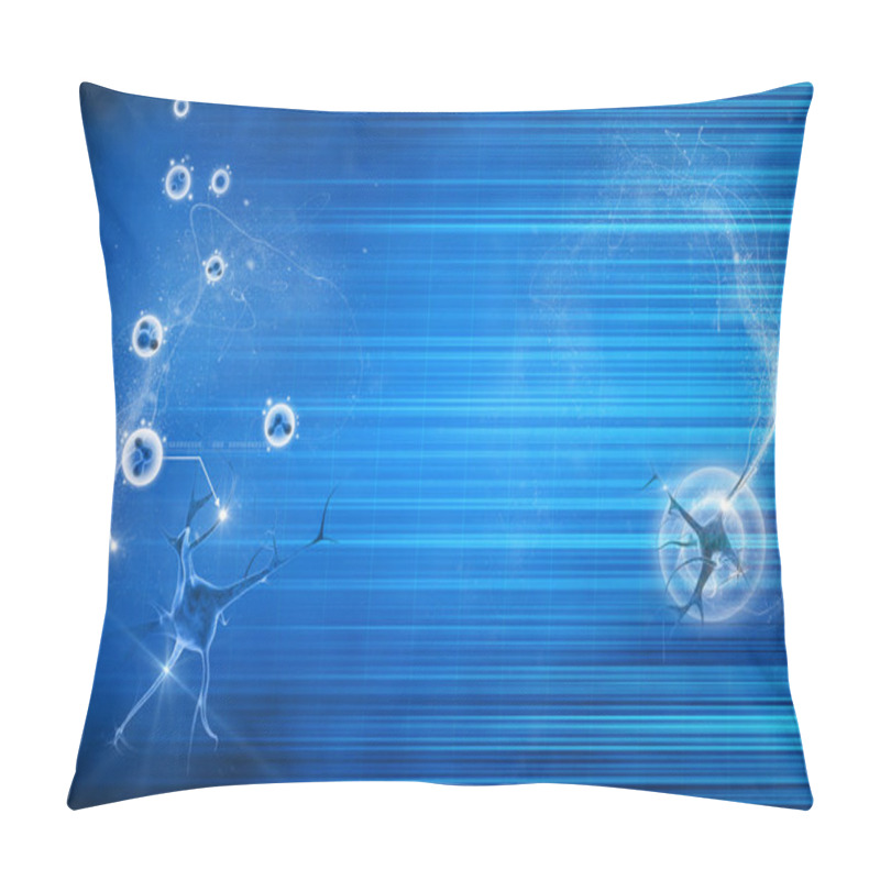 Personality  Neuron In Blue Background Pillow Covers