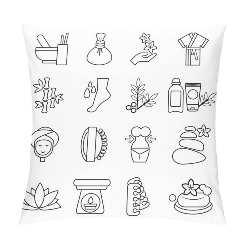 Personality  Spa Salon Icons Set, Outline Style Pillow Covers