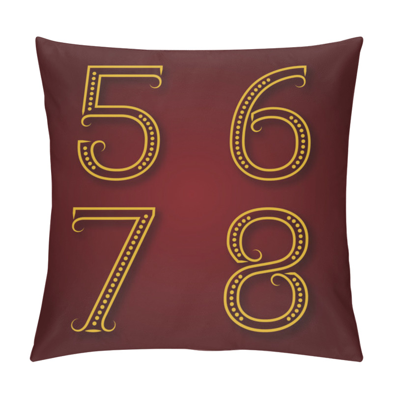 Personality  Five, Six, Seven, Eight Golden Numbers With Shadow. Pillow Covers