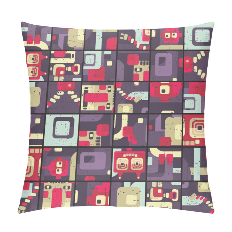 Personality  Robot Seamless Pattern In Puzzle Pillow Covers