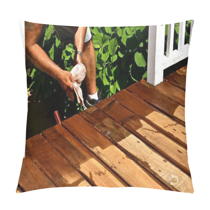 Personality  A Cloth Is Used Iis Used To Apply  Excess Varnish On An Outside Deck. Pillow Covers