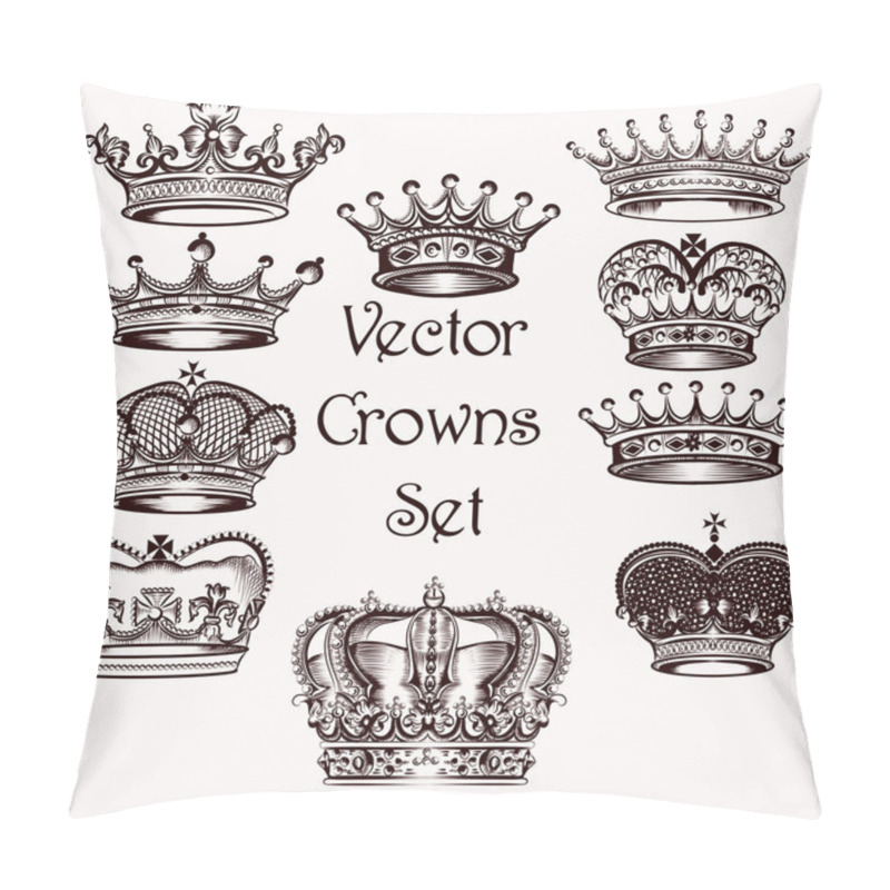 Personality  Collection Of Vector Hand Drawn Crowns  For Design Pillow Covers