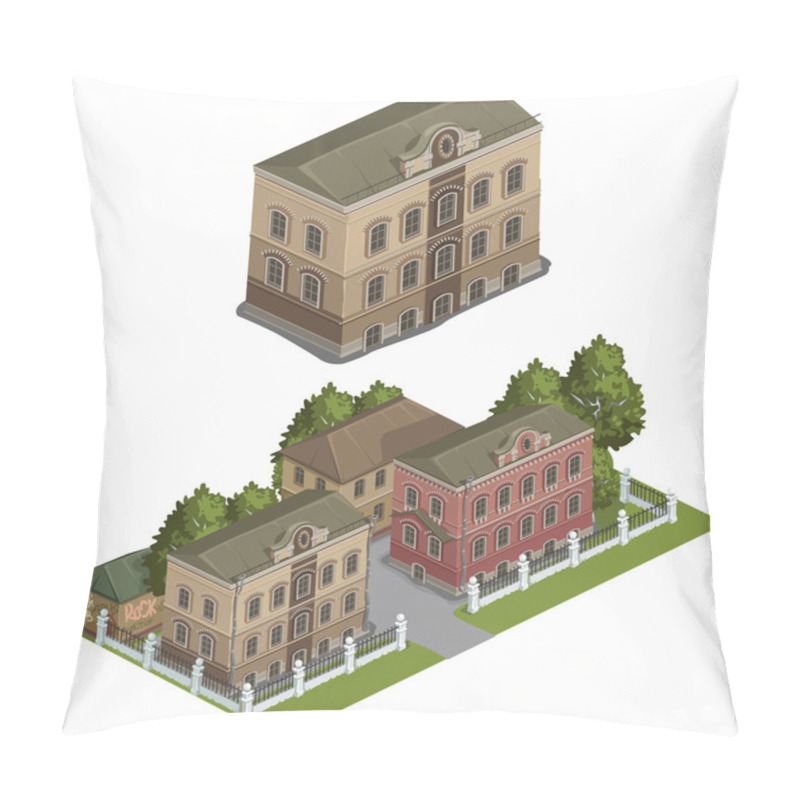 Personality  Several High-rise Retro Buildings, Vector City Pillow Covers