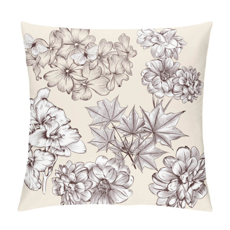 Personality  Collection Of High Detailed Vector Flowers For Design Pillow Covers