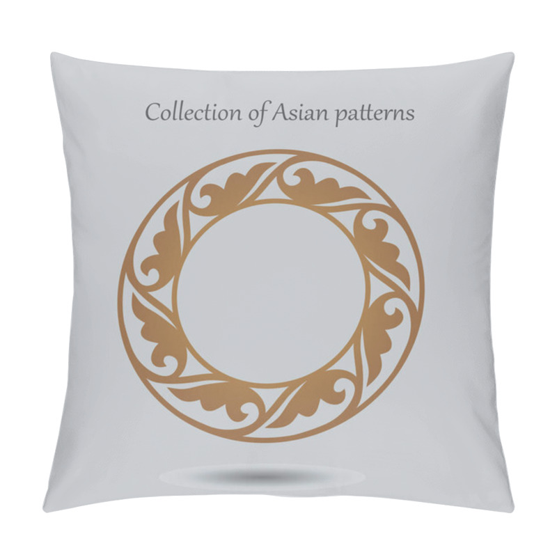 Personality  Collection Of Asian Pattern. Gold Pattern Of Nomads Of Central Asia. Amulet Circular Pattern. Mandala With Floral Ornament. Pillow Covers