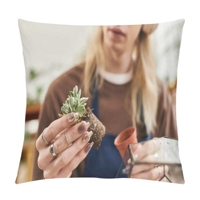 Personality  Participant Engage In A Lively Workshop, Nurturing Succulents And Bonding Over Shared Hobbies. Pillow Covers