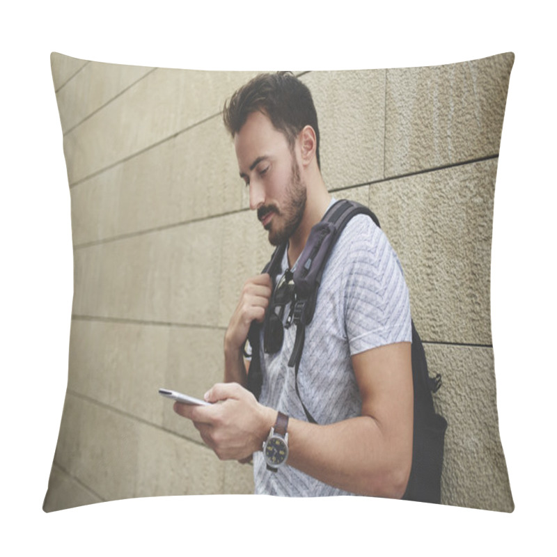 Personality  Traveler Using Cell Telephone Pillow Covers