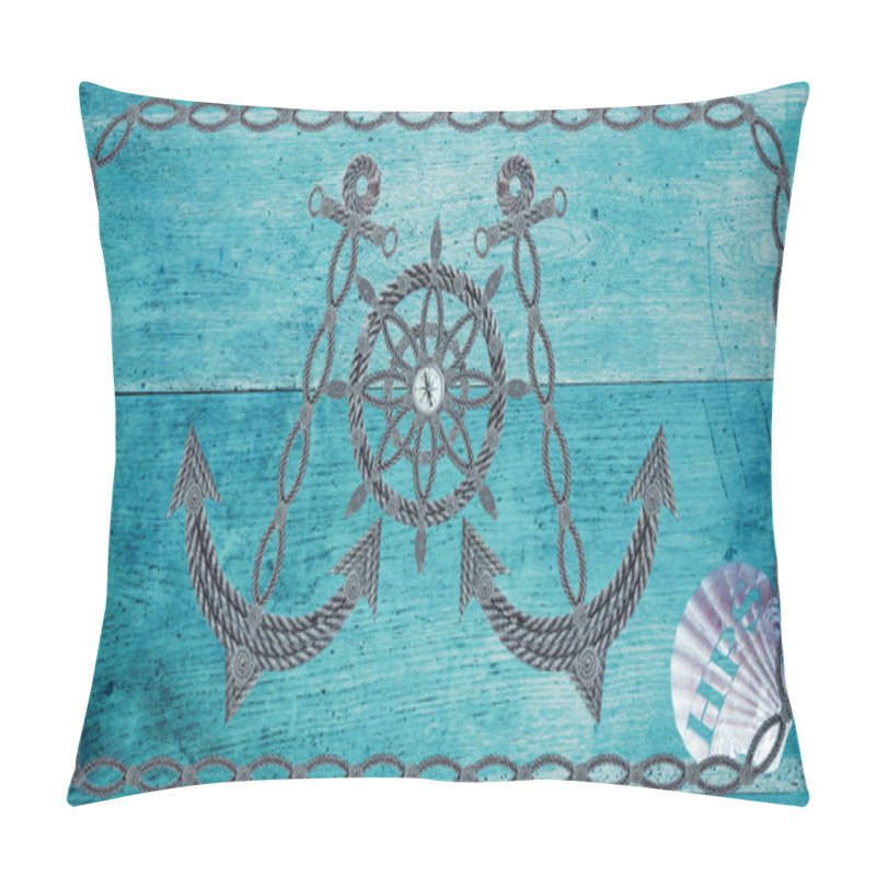 Personality  Compass Anchor And Steering Wheel Image On Wood Pillow Covers