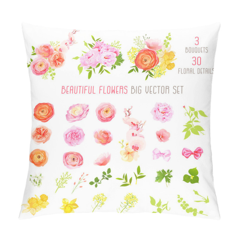 Personality  Ranunculus, Rose, Peony, Narcissus, Orchid Flowers And Decorativ Pillow Covers