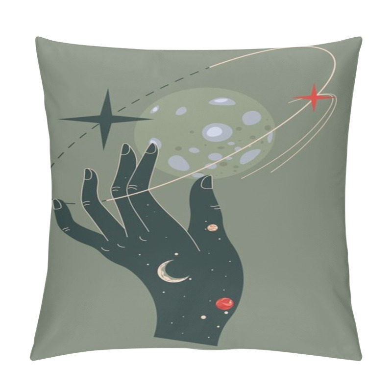 Personality  Hand Touching Moon Or Fantasy Planet, Outer Space Pillow Covers