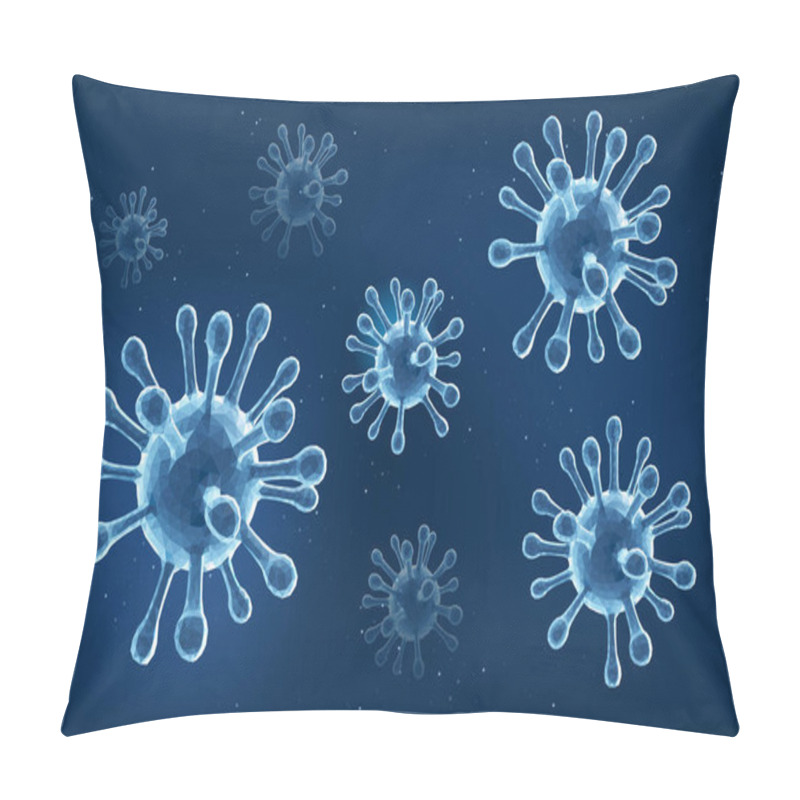 Personality  Coronavirus (2019-nCoV) Covid 19 Virus Polygon Mesh Style Vector Illustration Background. Pillow Covers