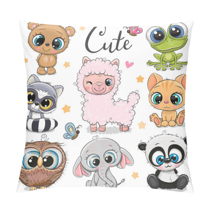 Personality  Set Of Cute Cartoon Animals On A White Background Pillow Covers