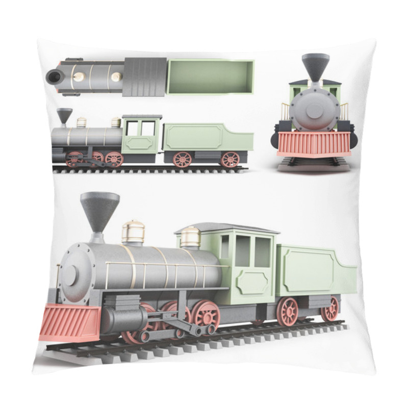 Personality  Old Locomotive With The Car At Different Angles Pillow Covers