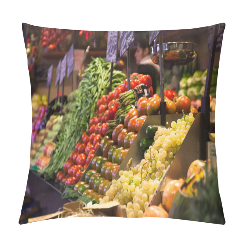 Personality  Fruit Stand At The Boqueria Market In Barcelona Pillow Covers