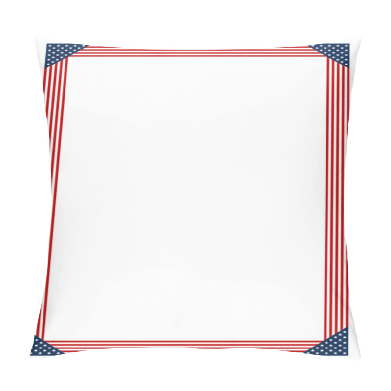 Personality  American Flag Style Vertical Rectangular Border With Alternating Red And White Stripes With Blue Star-studded Corners. Blank Central Area Providing Space For Text Or Other Content. Isolated. Vector. Pillow Covers